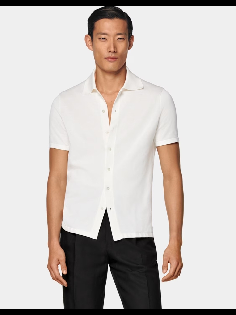 Suitsupply Cotton Silk Short Sleeve Off-White Polo Cardigan Mens S Old Money